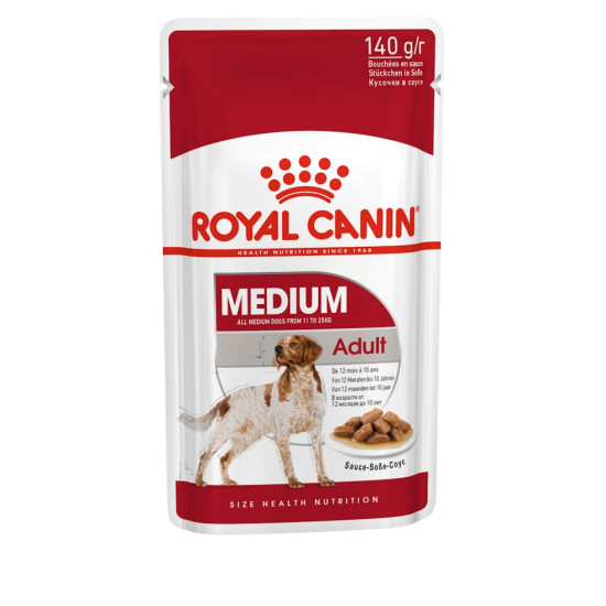 Royal Canin Medium Adult – Hrană Umedă în Sos pentru Câini Adulți de Talie Medie – 140 g